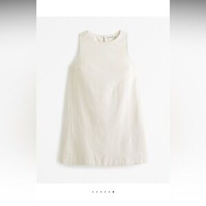NWT TALL Abercrombie High-Neck Linen-Blend Mini Dress Beige XLT With Pockets